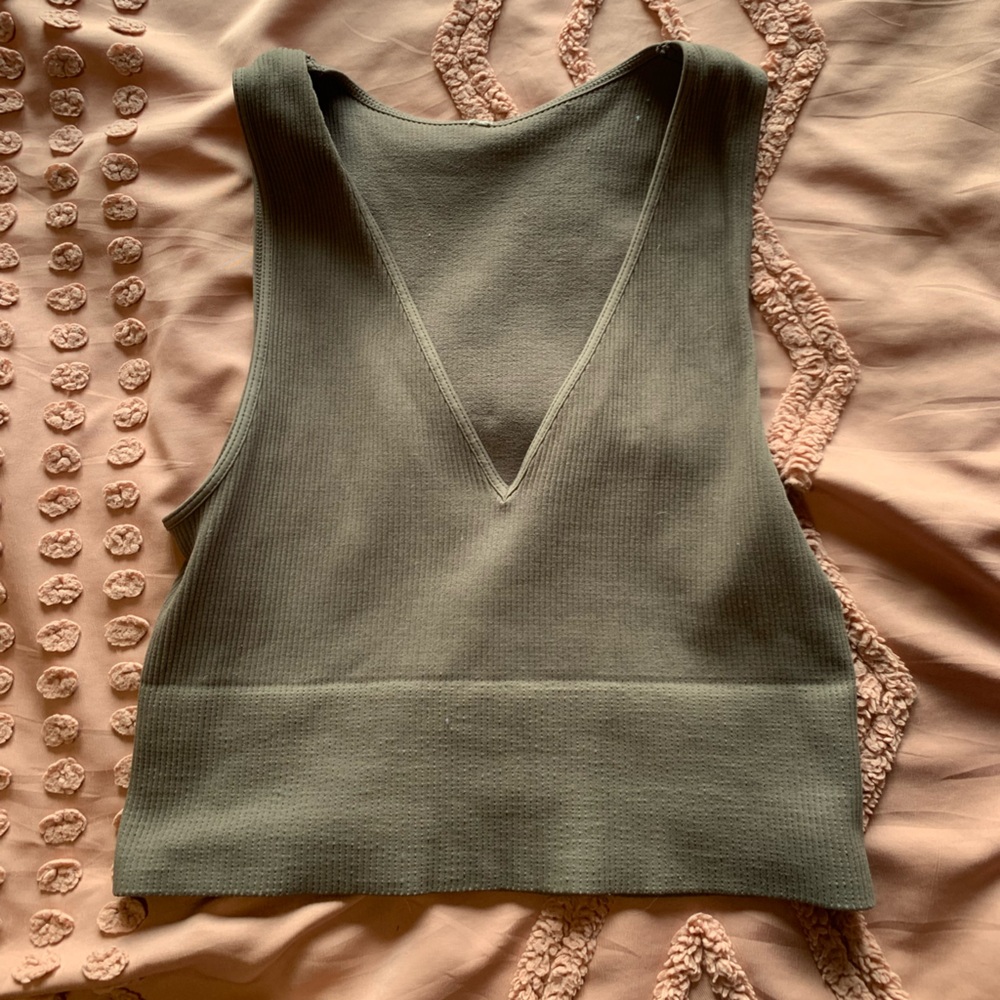 T.J.Maxx Sage Green V-Neck Tank Top